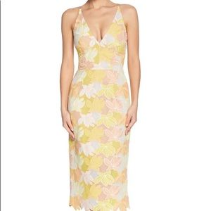 Dress the Population Floral Maxi Dress - Yellow and Pink